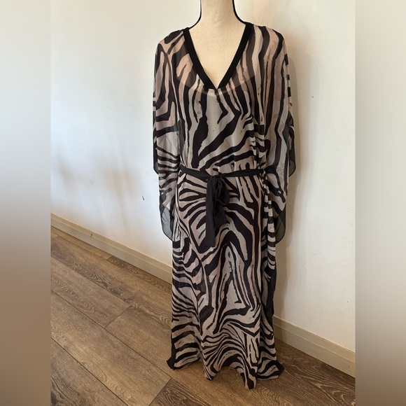 Venus SZ 8 NWT Zebra Print Sheer Maxi Dress Caftan - Picture 2 of 6